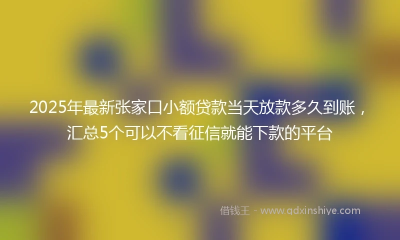 2025年最新张家口小额贷款当天放款多久到账，汇总5个可以不看征信就能下款的平台
