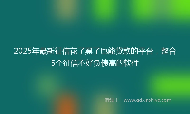 2025年最新征信花了黑了也能贷款的平台，整合5个征信不好负债高的软件