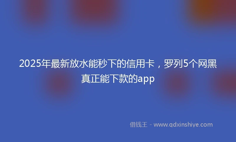 2025年最新放水能秒下的信用卡，罗列5个网黑真正能下款的app