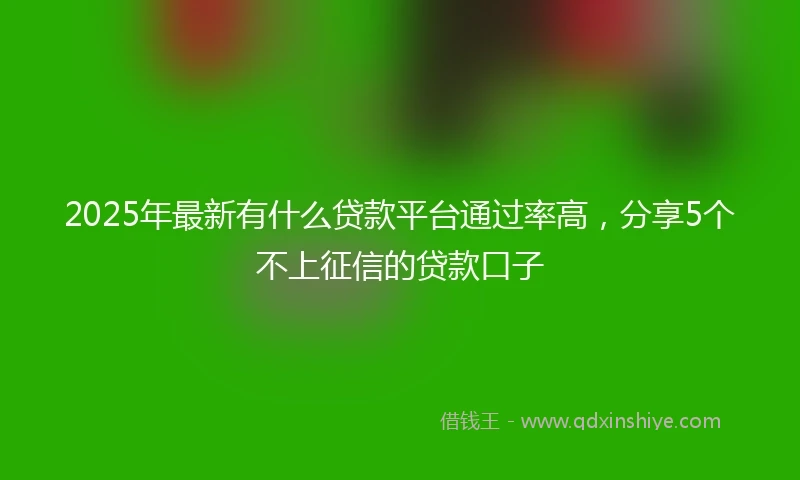 2025年最新有什么贷款平台通过率高，分享5个不上征信的贷款口子
