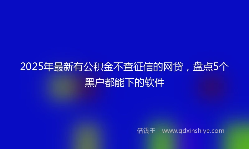 2025年最新有公积金不查征信的网贷，盘点5个黑户都能下的软件