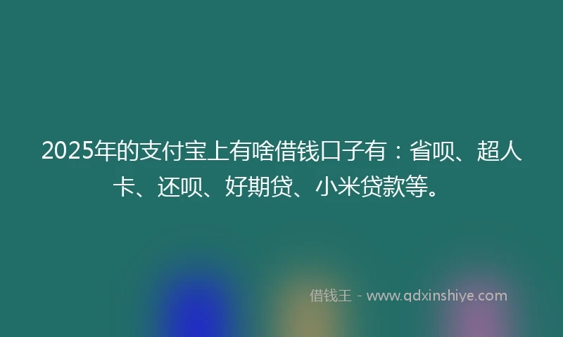 2025年的支付宝上有啥借钱口子有：省呗、超人卡、还呗、好期贷、小米贷款等。