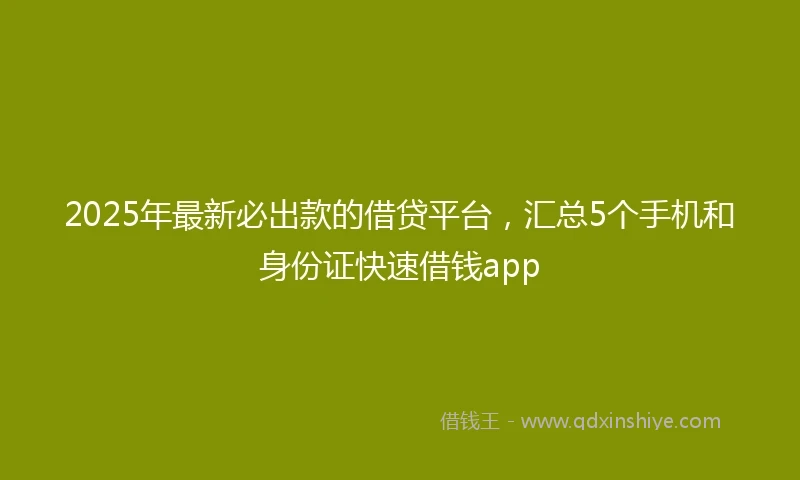 2025年最新必出款的借贷平台，汇总5个手机和身份证快速借钱app