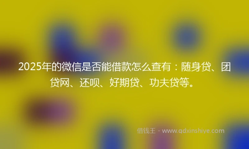2025年的微信是否能借款怎么查有：随身贷、团贷网、还呗、好期贷、功夫贷等。