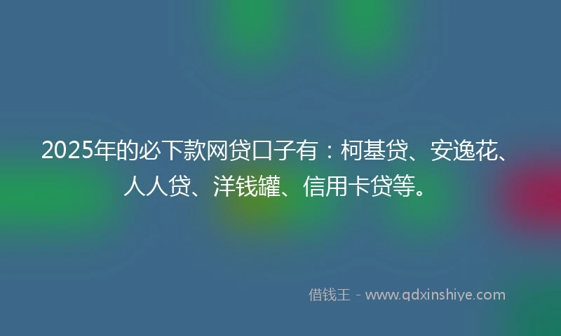 2025年的必下款网贷口子有：柯基贷、安逸花、人人贷、洋钱罐、信用卡贷等。
