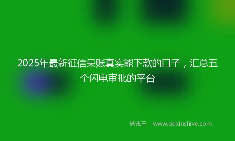 2025年最新征信呆账真实能下款的口子，汇总五个闪电审批的平台