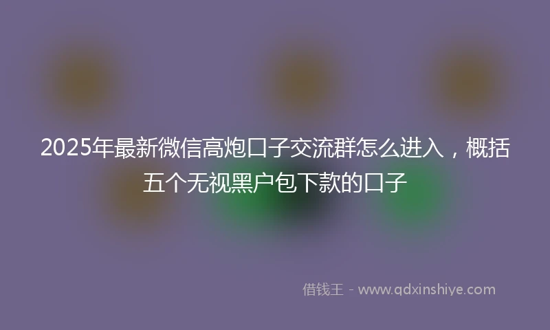 2025年最新微信高炮口子交流群怎么进入，概括五个无视黑户包下款的口子