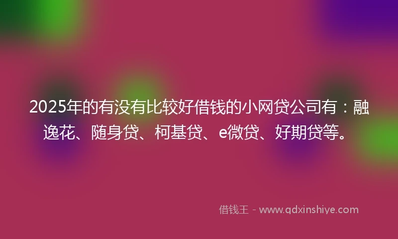2025年的有没有比较好借钱的小网贷公司有：融逸花、随身贷、柯基贷、e微贷、好期贷等。