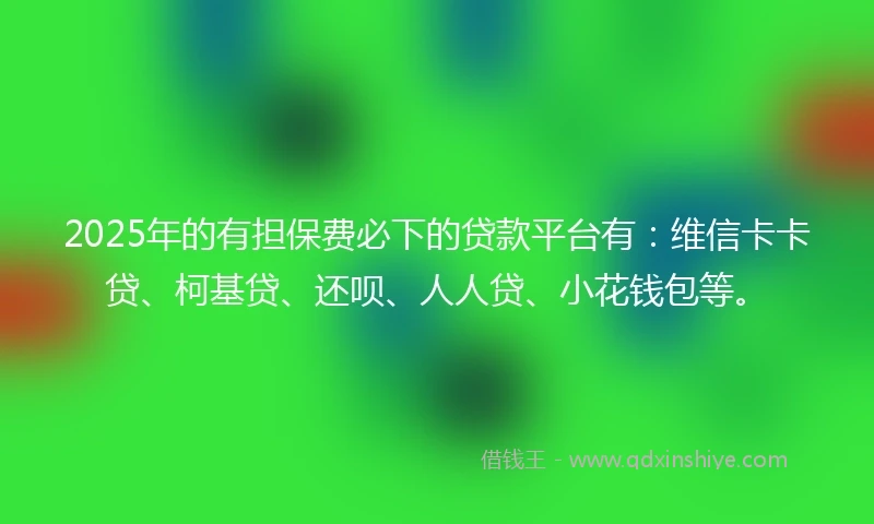 2025年的有担保费必下的贷款平台有：维信卡卡贷、柯基贷、还呗、人人贷、小花钱包等。