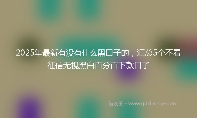 2025年最新有没有什么黑口子的，汇总5个不看征信无视黑白百分百下款口子