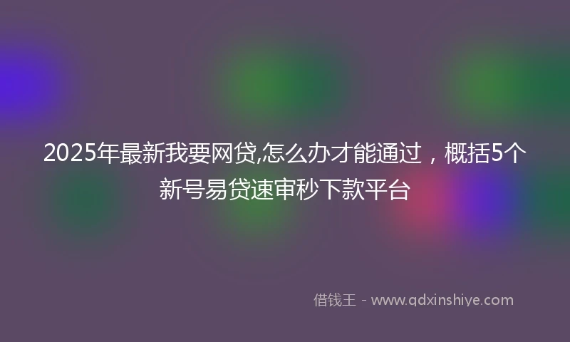2025年最新我要网贷,怎么办才能通过，概括5个新号易贷速审秒下款平台