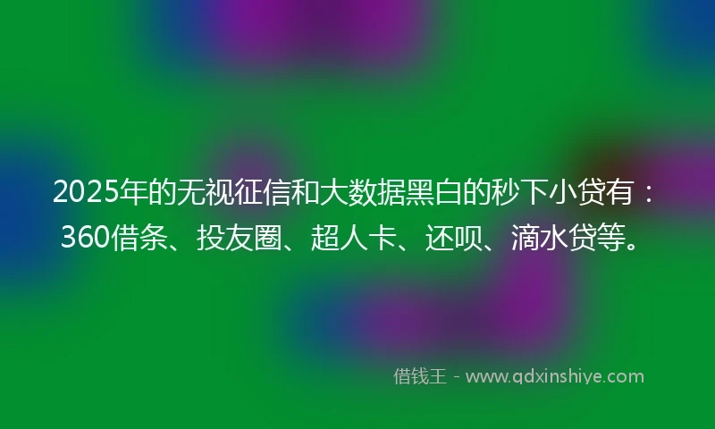 2025年的无视征信和大数据黑白的秒下小贷有：360借条、投友圈、超人卡、还呗、滴水贷等。