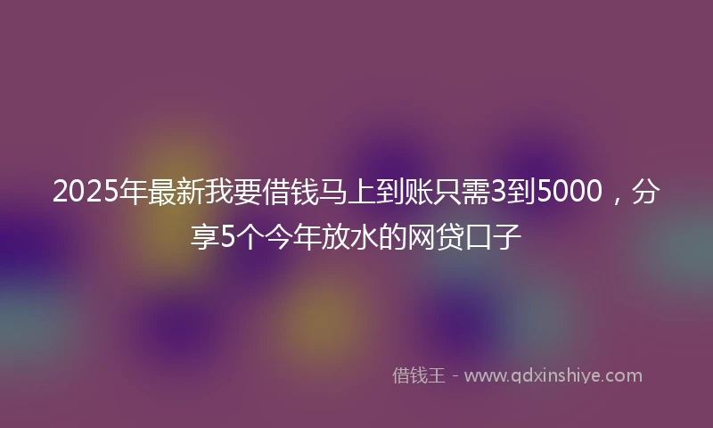 2025年最新我要借钱马上到账只需3到5000，分享5个今年放水的网贷口子