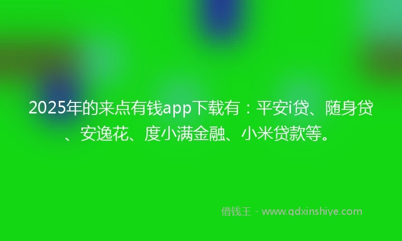 2025年的来点有钱app下载有：平安i贷、随身贷、安逸花、度小满金融、小米贷款等。