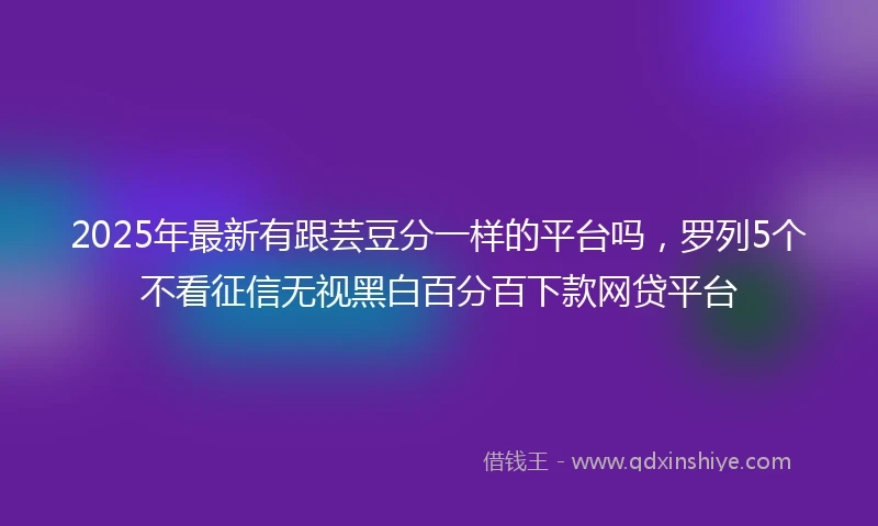 2025年最新有跟芸豆分一样的平台吗，罗列5个不看征信无视黑白百分百下款网贷平台