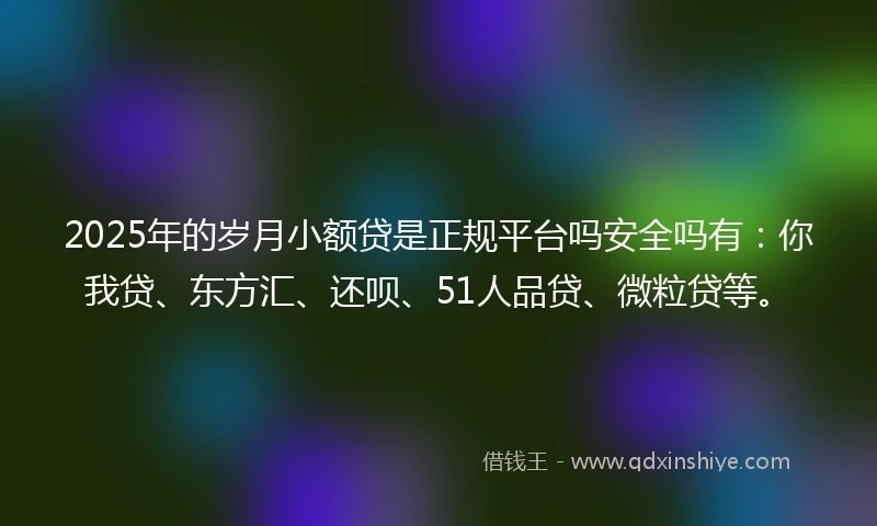 2025年的岁月小额贷是正规平台吗安全吗有：你我贷、东方汇、还呗、51人品贷、微粒贷等。