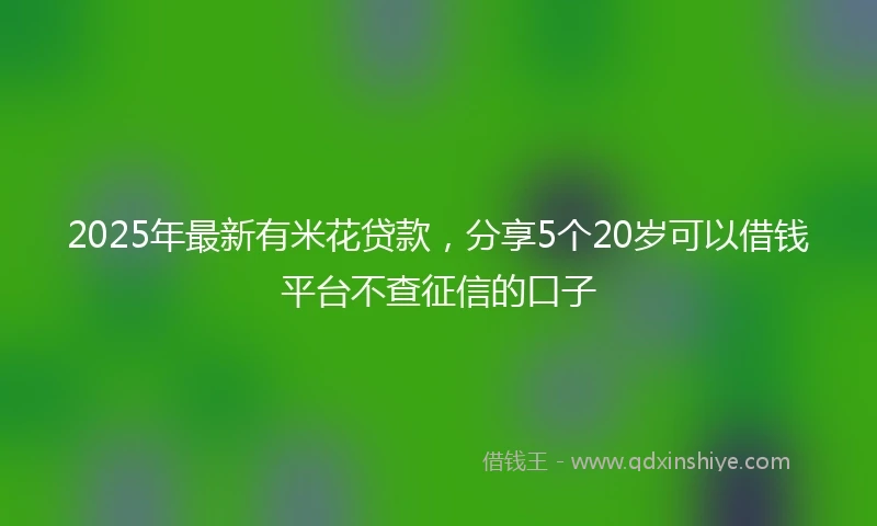 2025年最新有米花贷款，分享5个20岁可以借钱平台不查征信的口子
