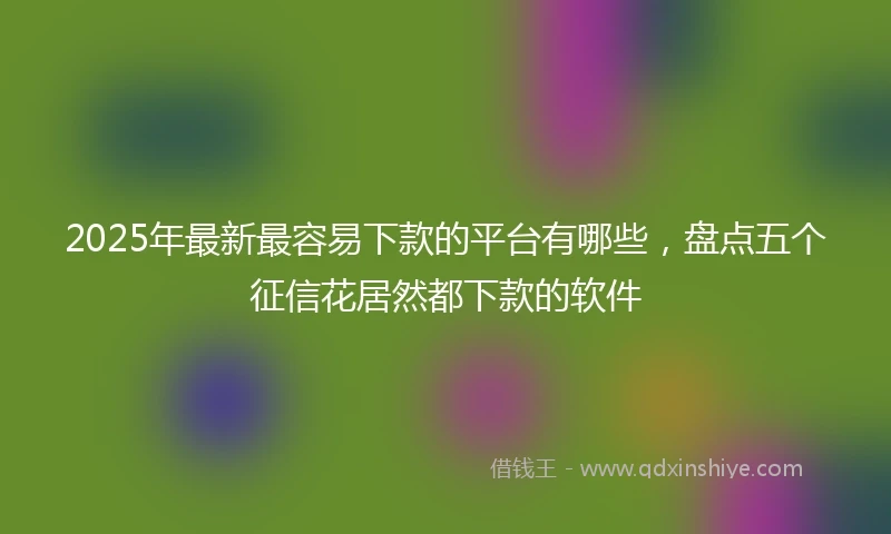 2025年最新最容易下款的平台有哪些，盘点五个征信花居然都下款的软件