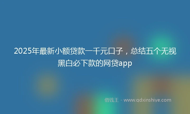 2025年最新小额贷款一千元口子,总结五个无视黑白必下款的网贷app