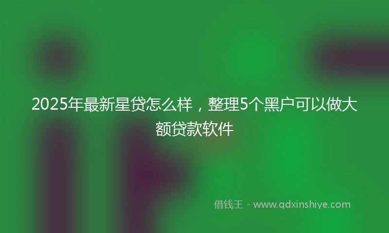 2025年最新星贷怎么样，整理5个黑户可以做大额贷款软件