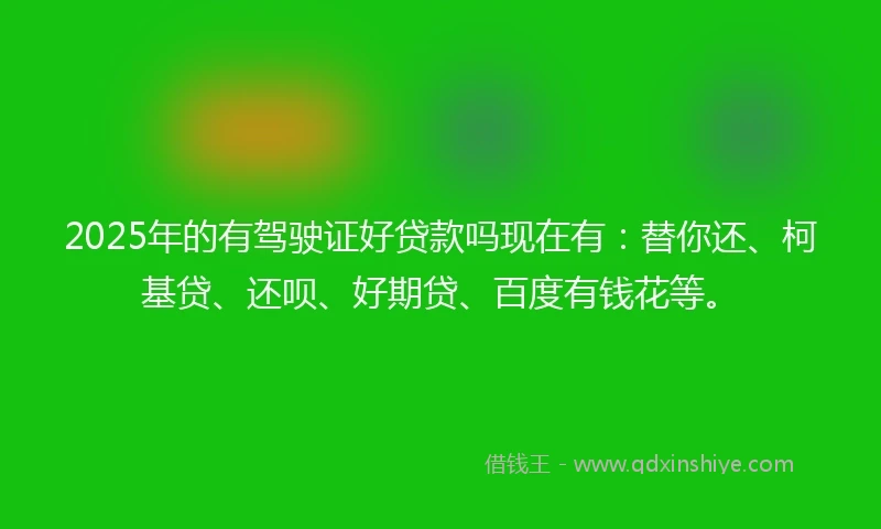 2025年的有驾驶证好贷款吗现在有：替你还、柯基贷、还呗、好期贷、百度有钱花等。