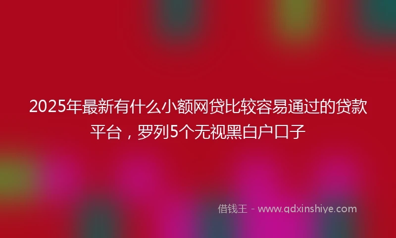 2025年最新有什么小额网贷比较容易通过的贷款平台，罗列5个无视黑白户口子