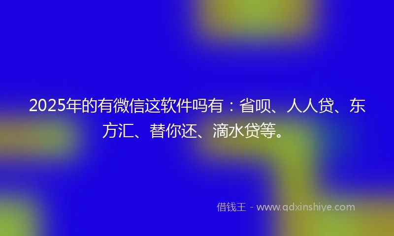 2025年的有微信这软件吗有：省呗、人人贷、东方汇、替你还、滴水贷等。