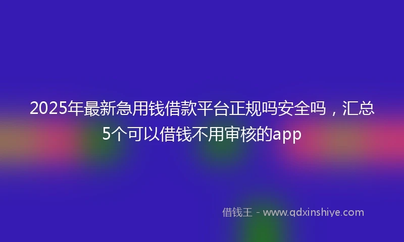 2025年最新急用钱借款平台正规吗安全吗，汇总5个可以借钱不用审核的app