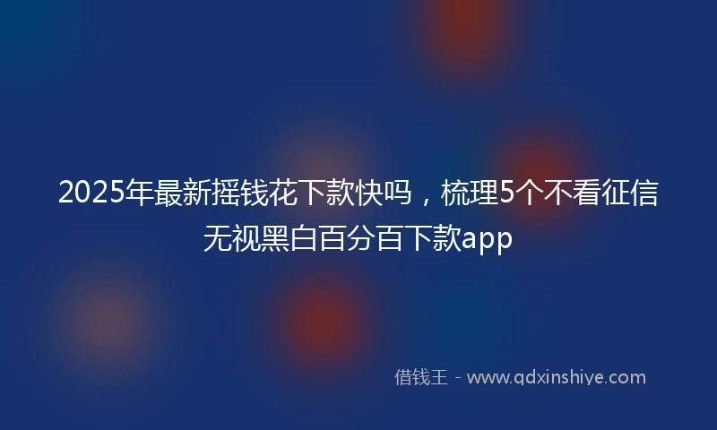 2025年最新摇钱花下款快吗，梳理5个不看征信无视黑白百分百下款app