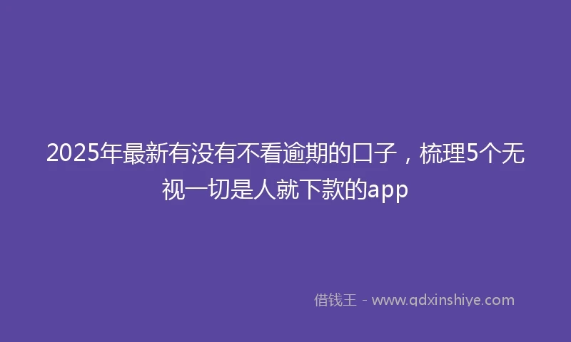 2025年最新有没有不看逾期的口子，梳理5个无视一切是人就下款的app
