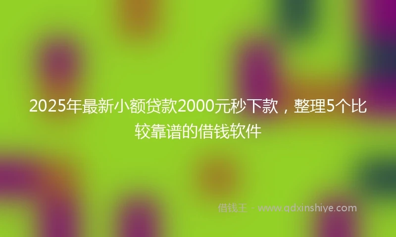 2025年最新小额贷款2000元秒下款，整理5个比较靠谱的借钱软件