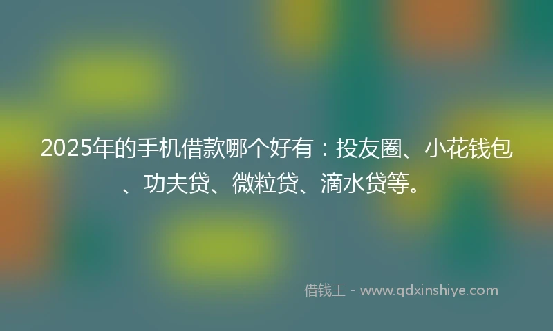2025年的手机借款哪个好有：投友圈、小花钱包、功夫贷、微粒贷、滴水贷等。