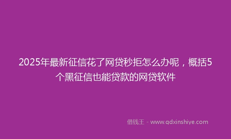 2025年最新征信花了网贷秒拒怎么办呢，概括5个黑征信也能贷款的网贷软件