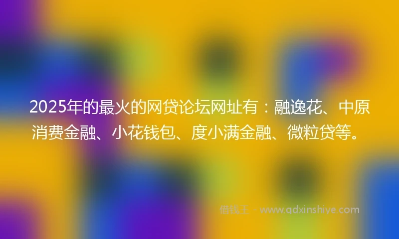2025年的最火的网贷论坛网址有：融逸花、中原消费金融、小花钱包、度小满金融、微粒贷等。