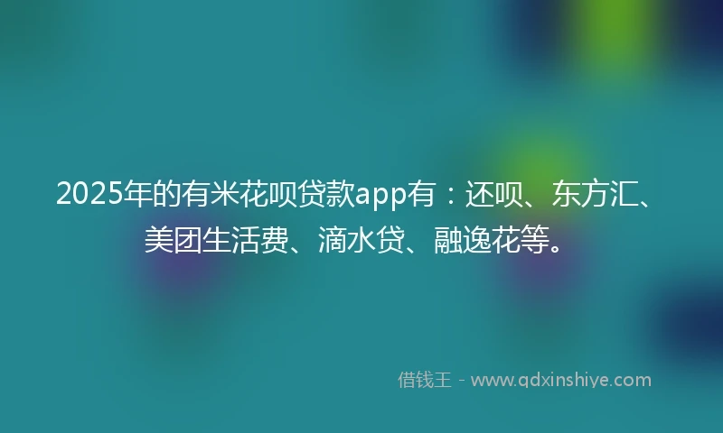 2025年的有米花呗贷款app有：还呗、东方汇、美团生活费、滴水贷、融逸花等。