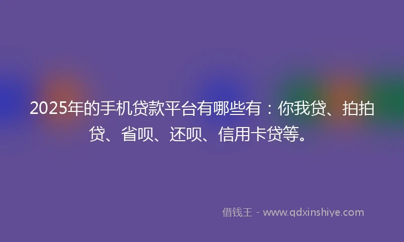 2025年的手机贷款平台有哪些有：你我贷、拍拍贷、省呗、还呗、信用卡贷等。