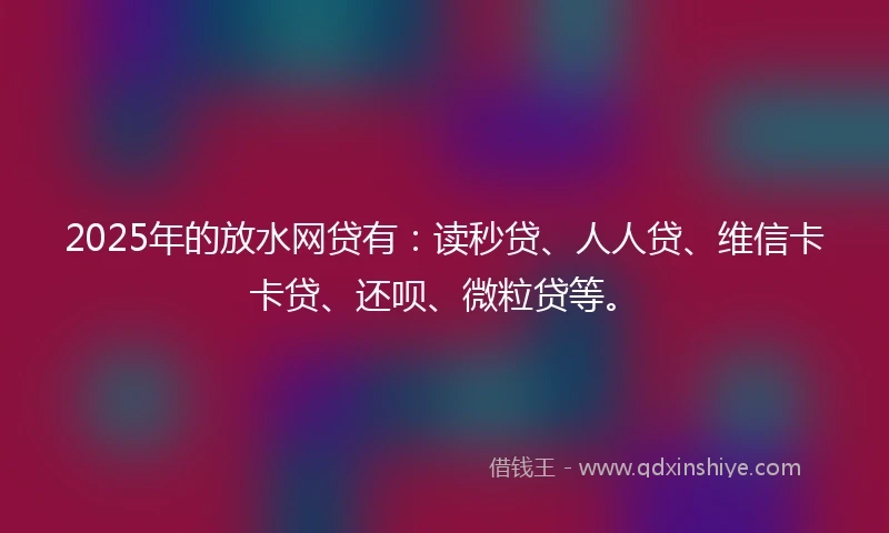 2025年的放水网贷有：读秒贷、人人贷、维信卡卡贷、还呗、微粒贷等。