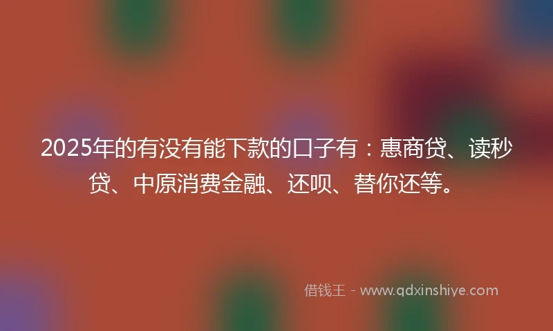 2025年的有没有能下款的口子有：惠商贷、读秒贷、中原消费金融、还呗、替你还等。