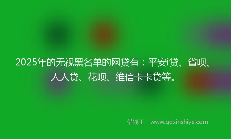 2025年的无视黑名单的网贷有：平安i贷、省呗、人人贷、花呗、维信卡卡贷等。