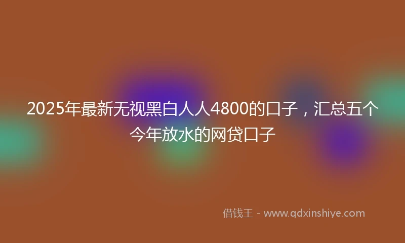 2025年最新无视黑白人人4800的口子，汇总五个今年放水的网贷口子