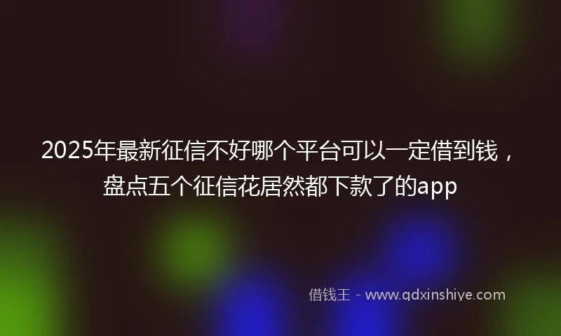 2025年最新征信不好哪个平台可以一定借到钱，盘点五个征信花居然都下款了的app