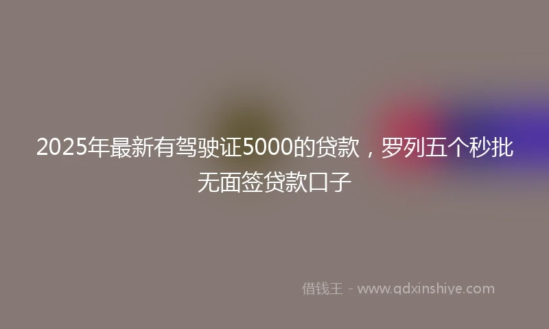 2025年最新有驾驶证5000的贷款，罗列五个秒批无面签贷款口子