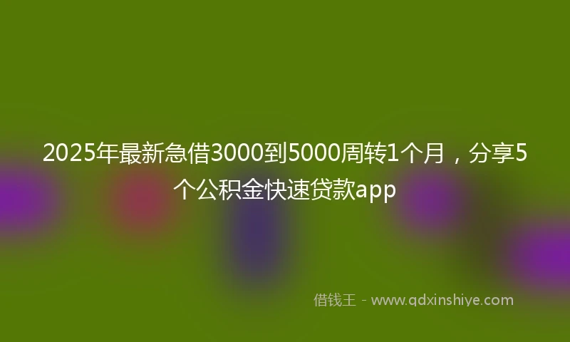 2025年最新急借3000到5000周转1个月，分享5个公积金快速贷款app