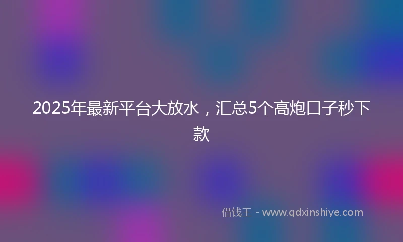 2025年最新平台大放水，汇总5个高炮口子秒下款