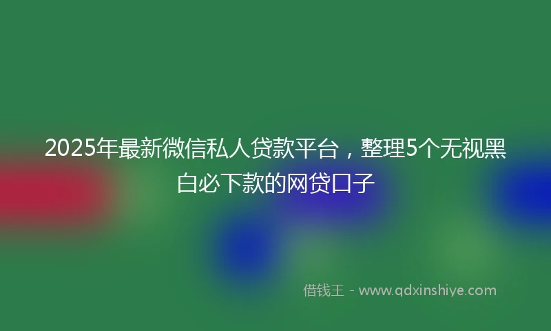 2025年最新微信私人贷款平台，整理5个无视黑白必下款的网贷口子