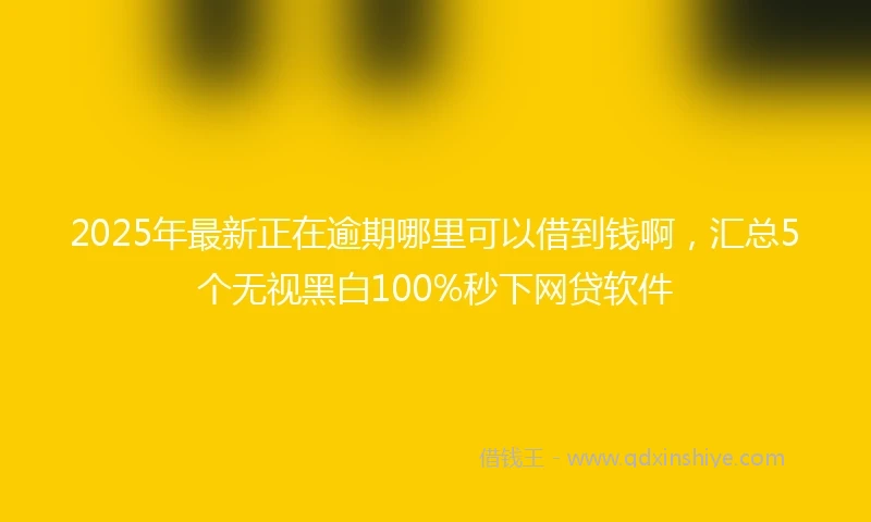 2025年最新正在逾期哪里可以借到钱啊，汇总5个无视黑白100%秒下网贷软件