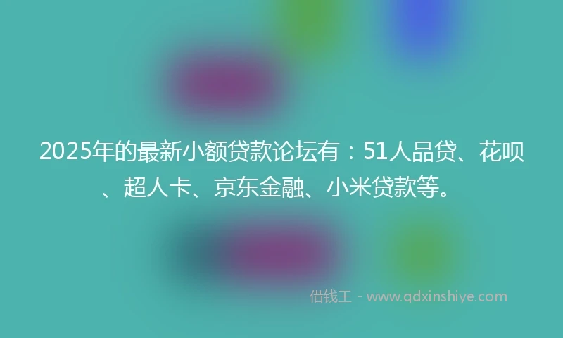 2025年的最新小额贷款论坛有：51人品贷、花呗、超人卡、京东金融、小米贷款等。