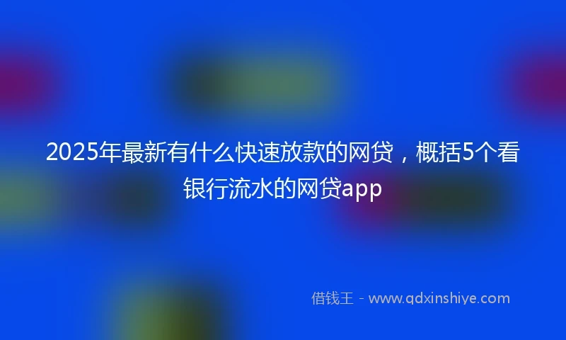 2025年最新有什么快速放款的网贷，概括5个看银行流水的网贷app