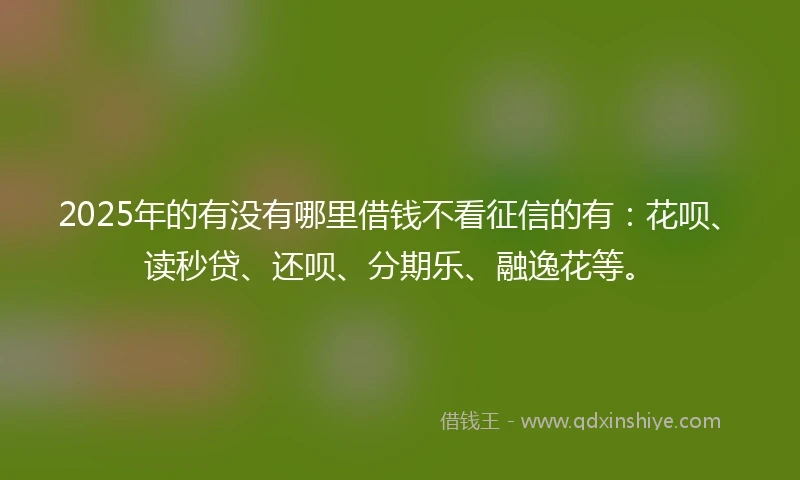 2025年的有没有哪里借钱不看征信的有：花呗、读秒贷、还呗、分期乐、融逸花等。