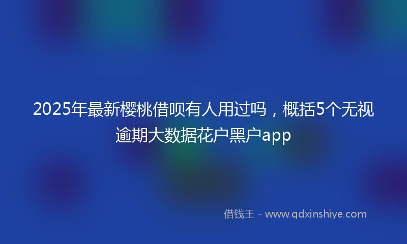 2025年最新樱桃借呗有人用过吗，概括5个无视逾期大数据花户黑户app